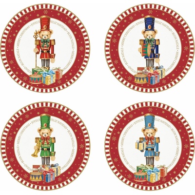 Easy Life Mini dezertné taniere set Christmas Teddy 4 ks