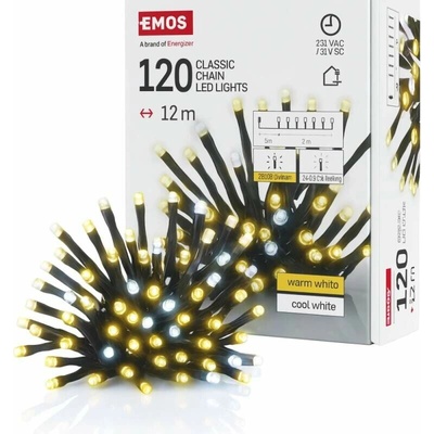 Emos D4AN02 LED řetěz teplá studená bílá 12m
