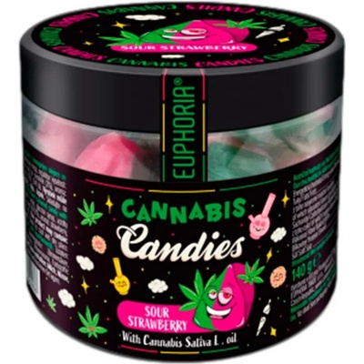 Euphoria konopné bonbóny Sour Strawberry 140 g