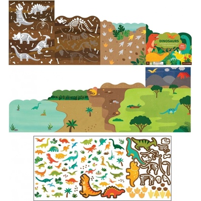 Petit Collage Znovupoužitelné samolepky se scénou Dinosauři