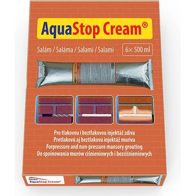 AquaStop Cream® - 6x salám 0,5 l injektážní krém pro sanaci zdiva krémovou injektáží proti vlhkosti