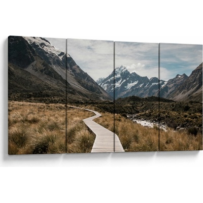 Obraz - Chodník v údolí hory Mt. Cook, Čtyřdílný 160x80 cm