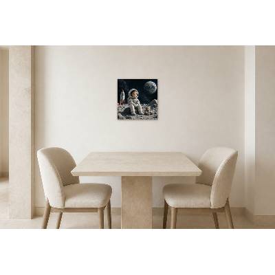 Obraz na plátně – Malý astronaut s plyšovým kamarádem 30 × 30 cm – Hledejceny.cz