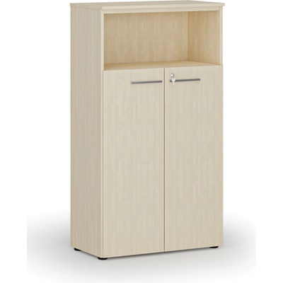 Primo Kombinovaná kancelářská skříň WOOD, dveře na 3 patra, 1434 x 800 x 420 mm, bříza