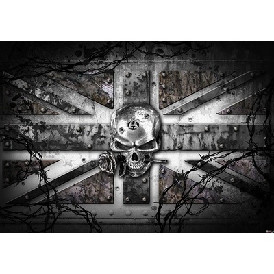 Preinterier FT3810 Fototapeta na stenu Lebka – anglická vlajka sivá vlies 104cm x 70cm