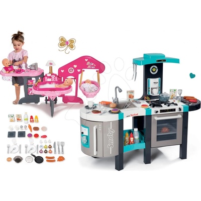 Smoby Set kuchynka elektronická Tefal French Touch Bubble s magickým bublaním+opatrovateľské centrum pre bábiku Baby Nurse 311206-2