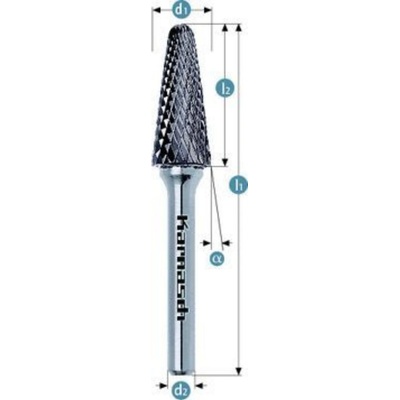 Karnasch Professional Tools Kuželová technická fréza na kov Karnasch se zaoblenými hranami D 6,0×18 S6 L50 mm, nepovlakovaná, HP-2