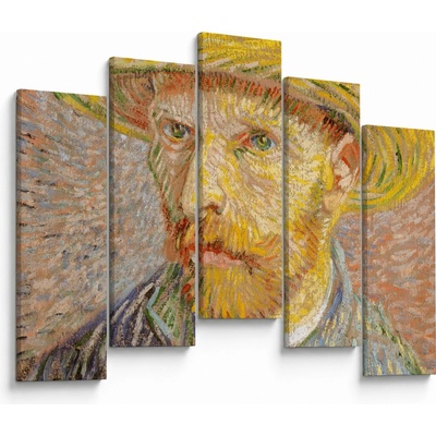 Obraz - Vincent van Gogh, Self-Portrait with a Straw Hat (The Potato Peeler), reprodukcia, päťdielne 125x90 cm
