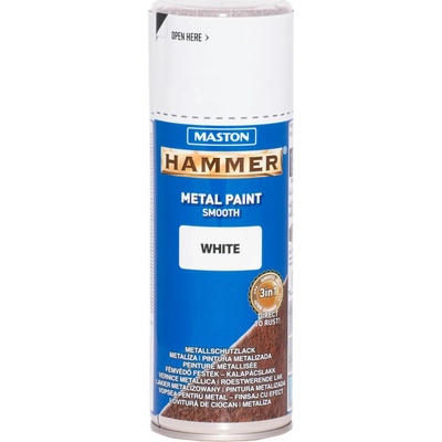 MASTON HAMMER 3 v 1, priamo na hrdzu 400 ml, Hladký lesklý efekt Biela
