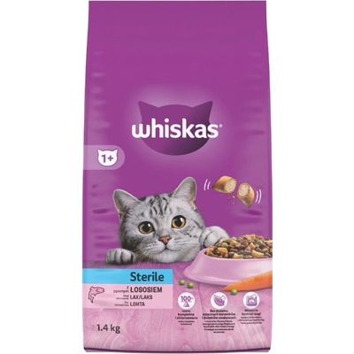 WHISKAS Sterile kompletní suché krmivo pro dospělé kočky po kastraci s lahodným lososem 1,4 kg – Hledejceny.cz
