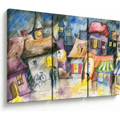 Obraz - Deštivý večer, třídílný 120x80 cm