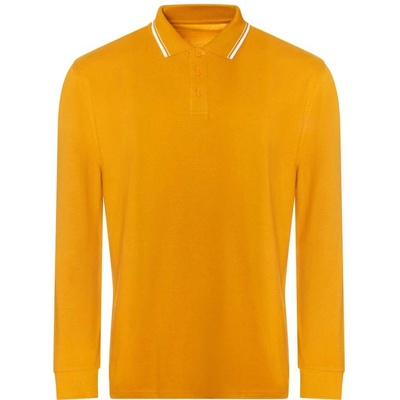 Unisex polokošile s kontrastním límečkem Tipped 100 Mustard White