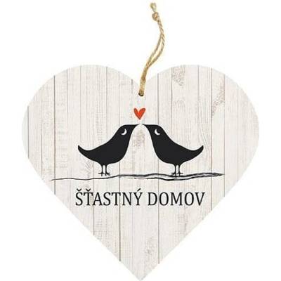 Bohemia Gifts DEKORAČNÍ DŘEVĚNÉ SRDCE ŠŤASTNÝ DOMOV