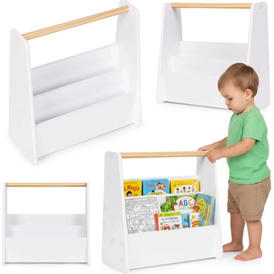 Montessori detský organizér na knihy 2 úrovne biely ECOTOYS