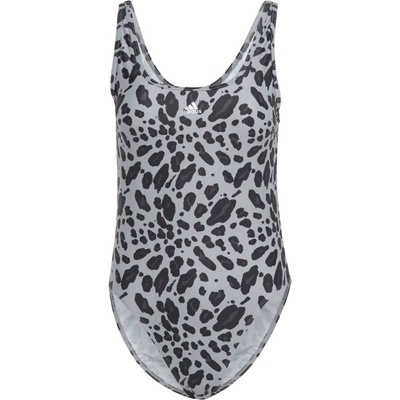 adidas dámske plavky ESSENTIALS ANIMAL PRINT čierna sivá biela