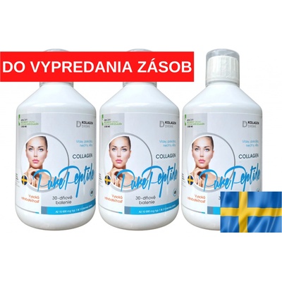 KolagenDrink Collagen 10 000 PURE Peptide hydrolyzovaný rybí kolagén 3 x 500 ml