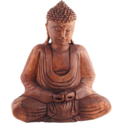 Soška dřevo Buddha Meditation 30 cm Barva: Hnědá tmavá