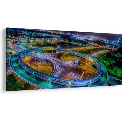 Obraz - panoráma nočného mesta, jednodielne 200x100 cm