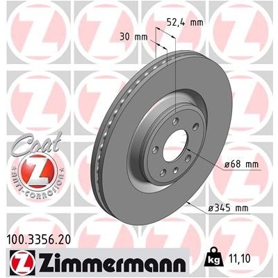 ZIMMERMANN Brzdový kotúč 100335620