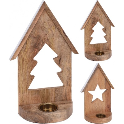 H&L Dřevěný svícen House 29 cm Motiv Strom A98002410