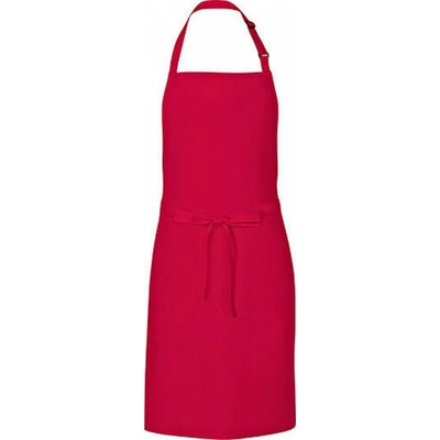 Link Kitchen Wear Univerzální keprová zástěra s laclem a nastavitelným páskem u krku Červená 72 x 85 cm X986