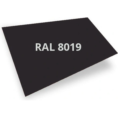Barevný pozinkovaný plech 0,5x1250x2000mm RAL 8019 šedohnědá