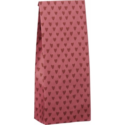 Ib Laursen Papírový sáček Desert Rose Hearts 30,5 cm – set 5 ks, červená barva, papír