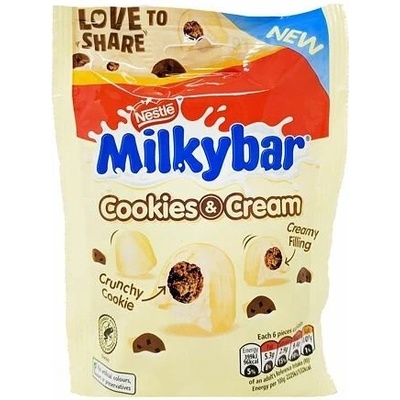 Milkybar kousky bílé čokolády s příchutí sušenek a smetany 8 x 90 g