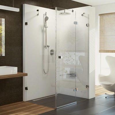 Ravak Brilliant BSDPS R 110x80 chrom+transparent, rohový obdélníkový sprchový kout s pevnou stěnou 110 x 80 cm pravý (kompletní set skleněných stěn a B Setu)
