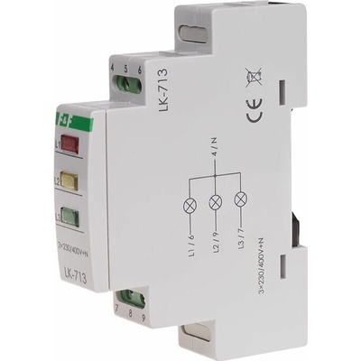 Signálka LK-713K červená/žltá/zelená LED 3x230V DIN