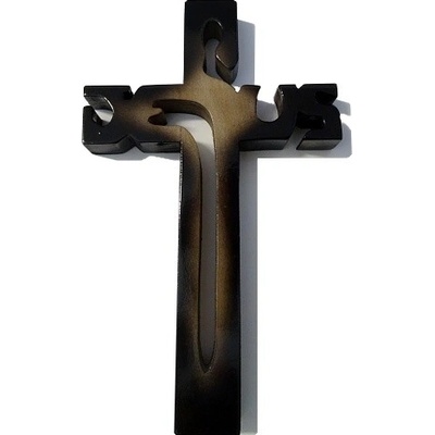 Kríž: drevený JESUS - tmavý, 20 cm - 243
