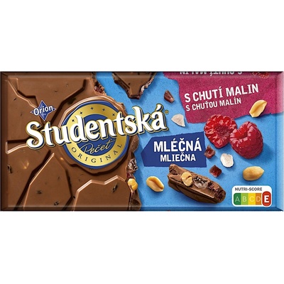 Orion Študentská pečať mliečna čokoláda s arašidmi a malinami 170 g