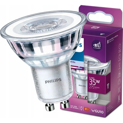 Philips 8718699774172 LED žiarovka 1x3,5W GU10 275lm 4000K studená biela, bodová, Eyecomfort
