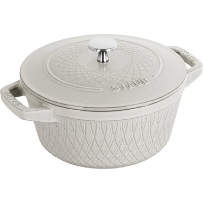 Staub Cocotte Twist hrnec kulatý 24 cm 4 l bílý lanýžový