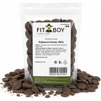 Fitboy Kakaová hmota 100% 200 g