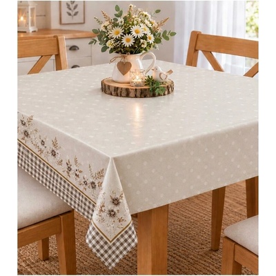 Obrus PVC Z-D 9, metráž, 20 m x 140 cm, bodkovaný vzor s kvetinovým lemom, IMPOL TRADE