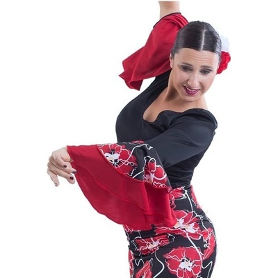 Happy Dance Halenka s loketními rukávy a kanýry E4563 černá / červená potisk