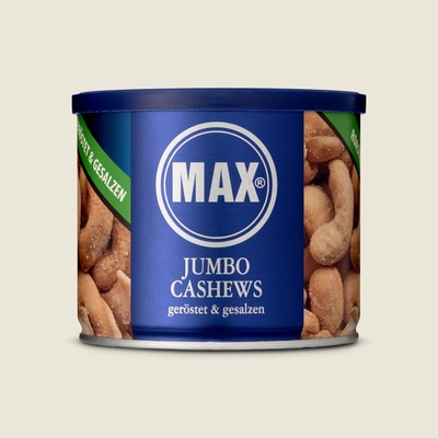 Max Kiene Jumbo Cashew ořechy pražené a solené 225 g