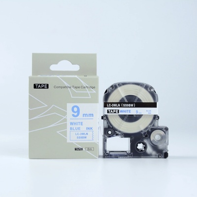 Epson LK-3WLN, SS9BW, 9mm x 9m, modrá tlač / biely podklad, kompatibilná páska