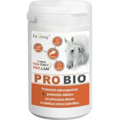 DROMY Pro Bio probiotika a prebiotika pro zdravé trávení koní probiotický komplex pro zdravé trávení a imunitu koní 0,9 kg