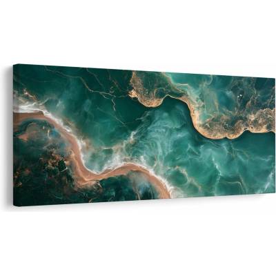 Dovido Obraz zlatavé vlny na tyrkysu - 120x60