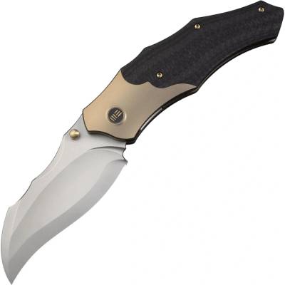 We Knife Orc Boss Champagne Ti Handle+Twill CF Inlay SW CPM 20CV WE24042-2