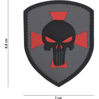 Gumová nášivka 101 Inc Punisher Shield - sivá