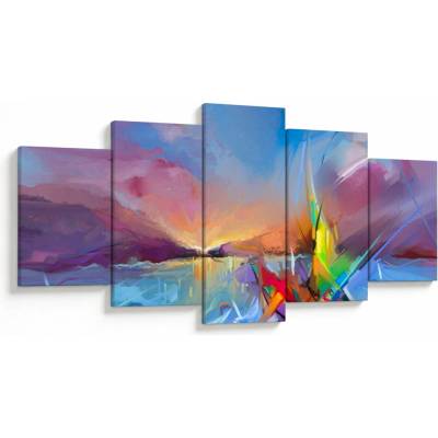Obraz - Západ slnka, päťdielne 150x80 cm