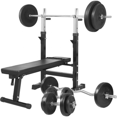 Gorilla Sports Posilovací lavice + 100 kg set, černá