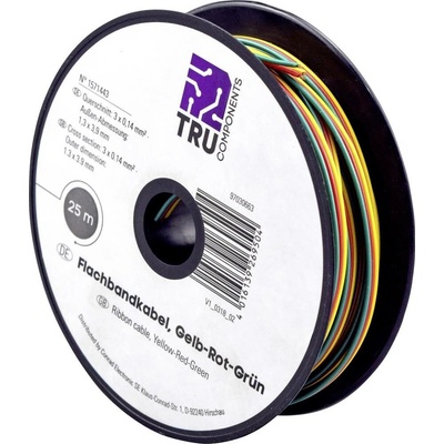 Tru Components 1571443 lanko 3 x 0.14 mm² žltá červená zelená 25 m