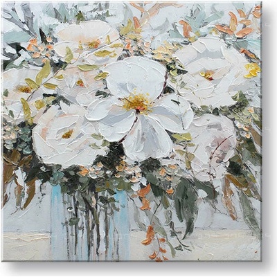 Maľovaný obraz na stenu KVETY VO VÁZE 70x70 cm - 70×70 cm / Klasický 2 cm
