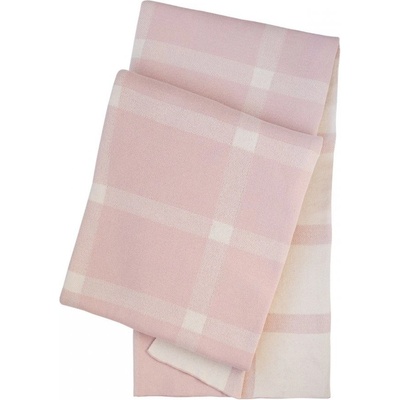 SCANquilt Deka pletená Design káro ružová smotanová 130x190
