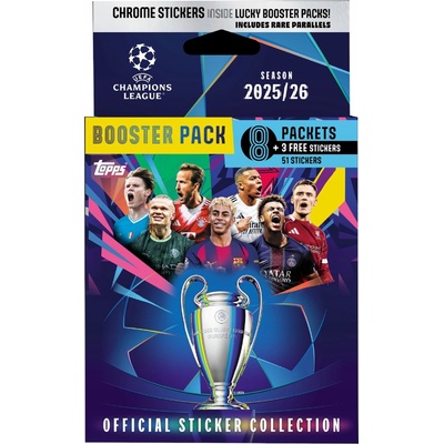 Samolepky fotbalové ligy mistrů 2026 booster pack