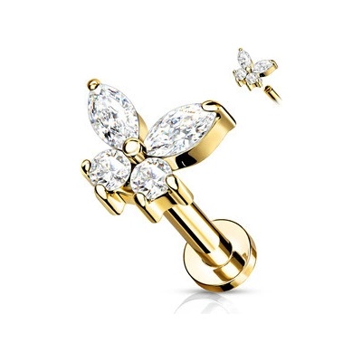 Šperky4U Zlacená labreta helix tragus piercing LB0023GDC-1206